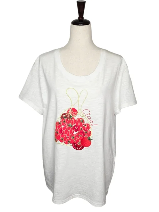 Jane + Delancey Red Tomatoes In A Bag Graphic "Ciao" T-shirt Size XL - Picture 2 of 6